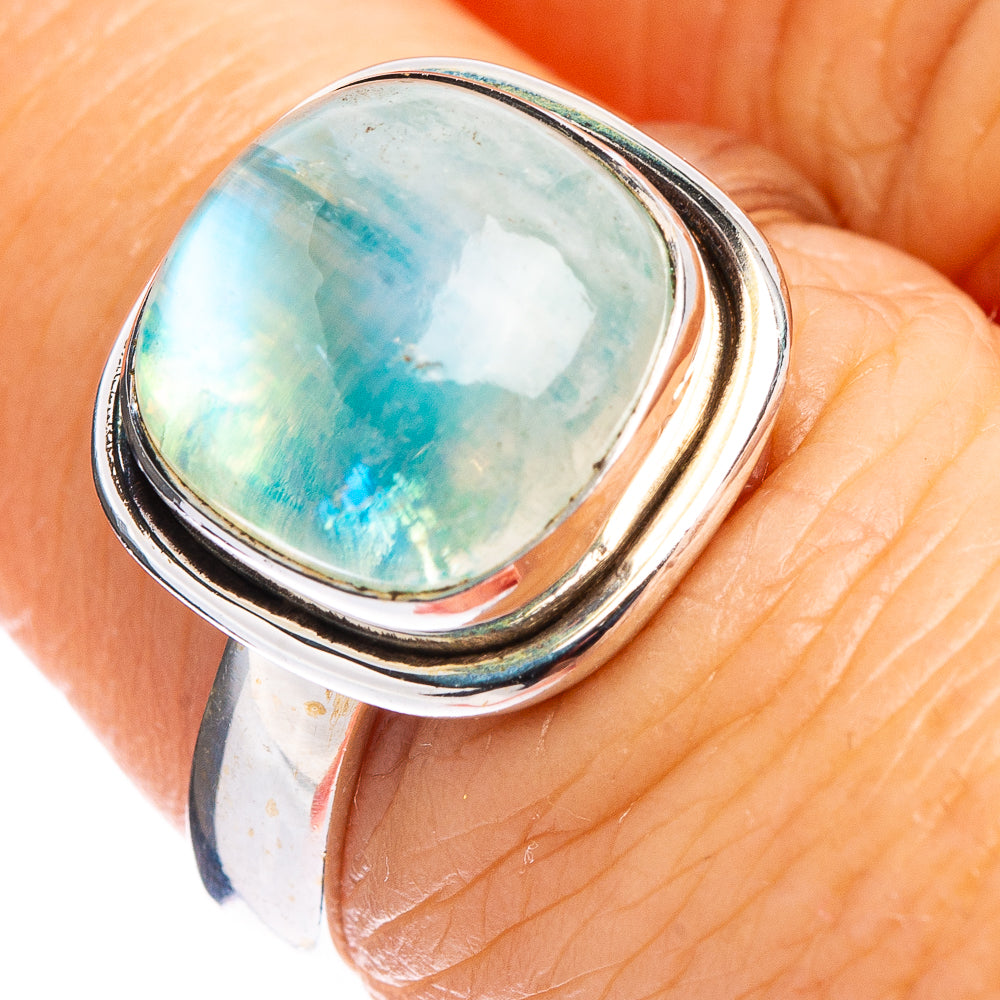 Green Moonstone Ring Size 6.75 (.925 Sterling Silver)