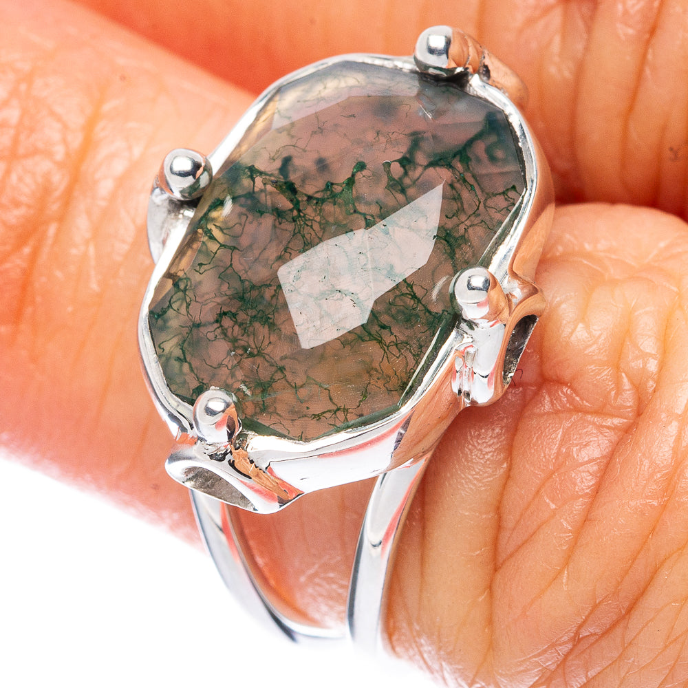 Premium Green Moss Agate 925 Sterling Silver Ring Size 5.75 (925 Sterling Silver) R2683