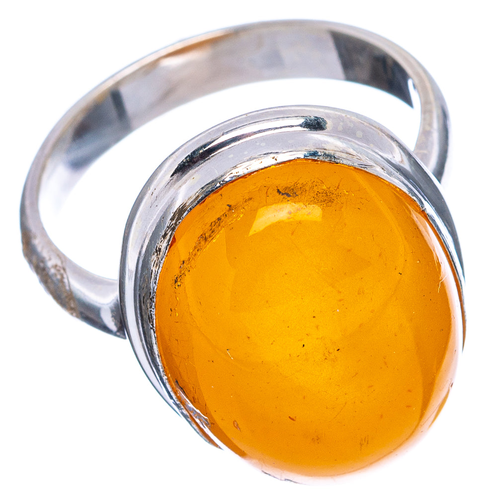 Bone Amber Ring Size 7.75 (.925 Sterling Silver)