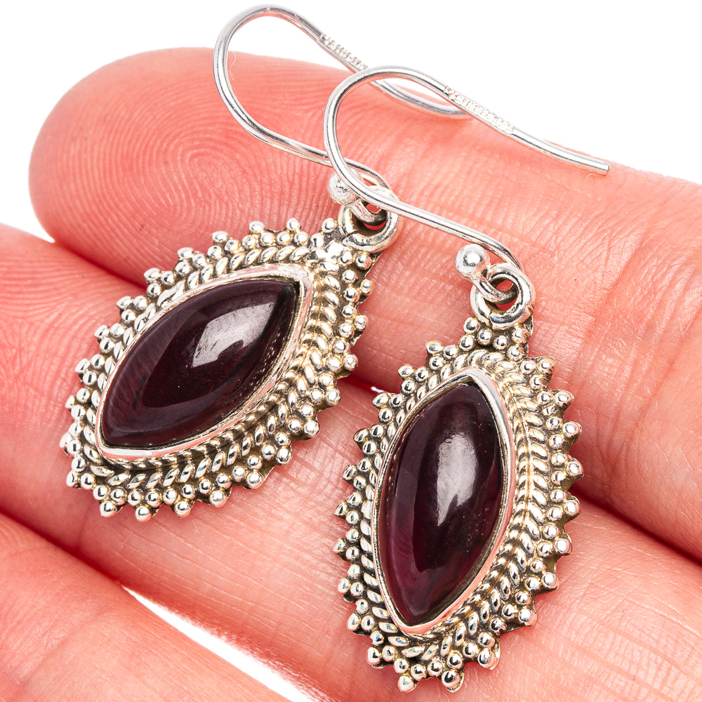 Garnet Earrings 1 1/2" (925 Sterling Silver) E433430