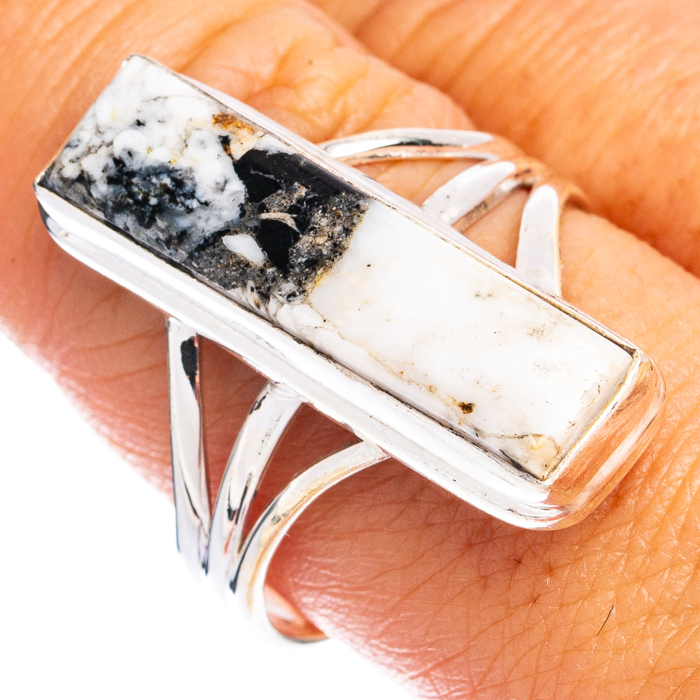 White Buffalo Turquoise Ring Size 10 (925 Sterling Silver) R8382