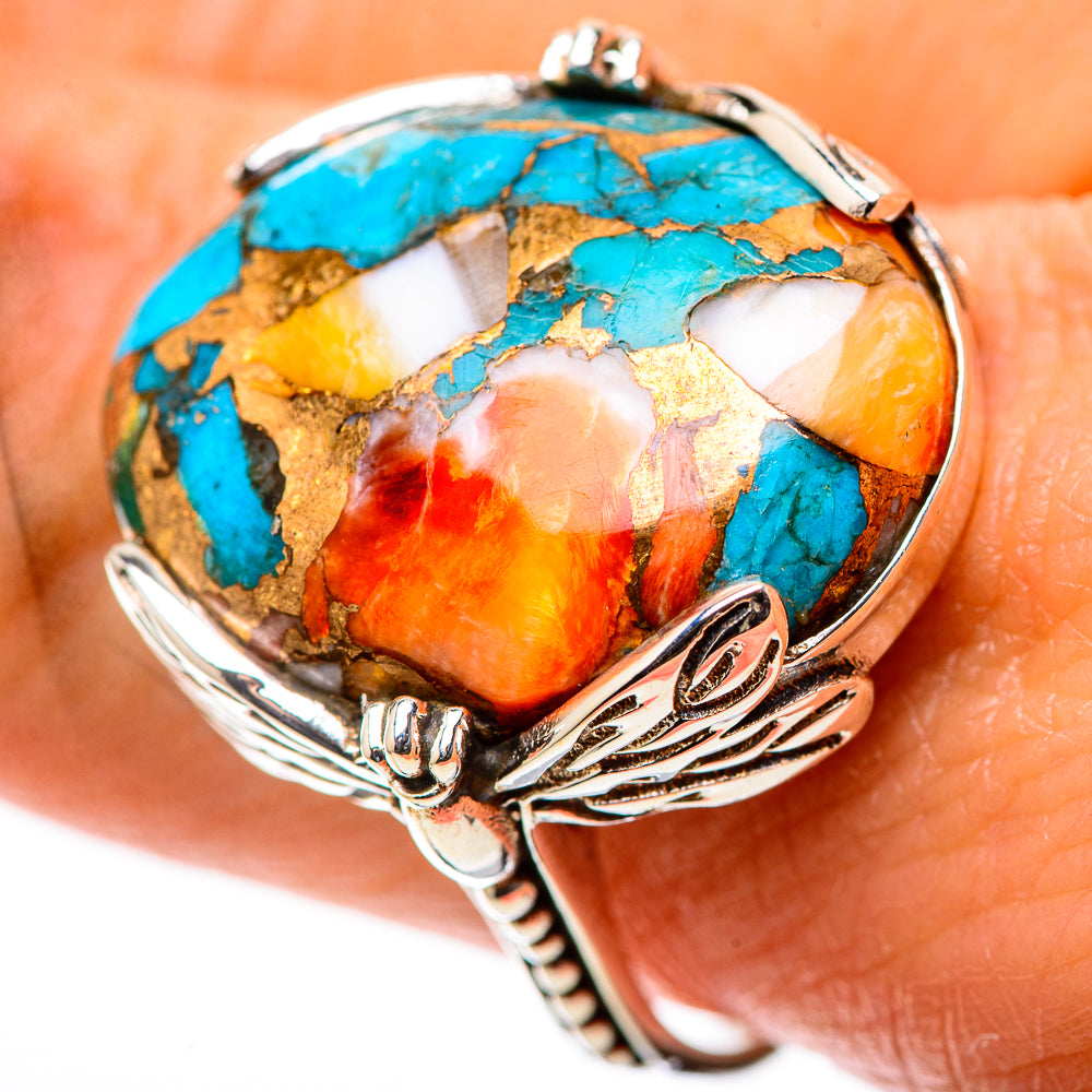 Kingman Pink Dahlia Turquoise 925 Sterling Silver Ring Size 9.75 (925 Sterling Silver) RING139442