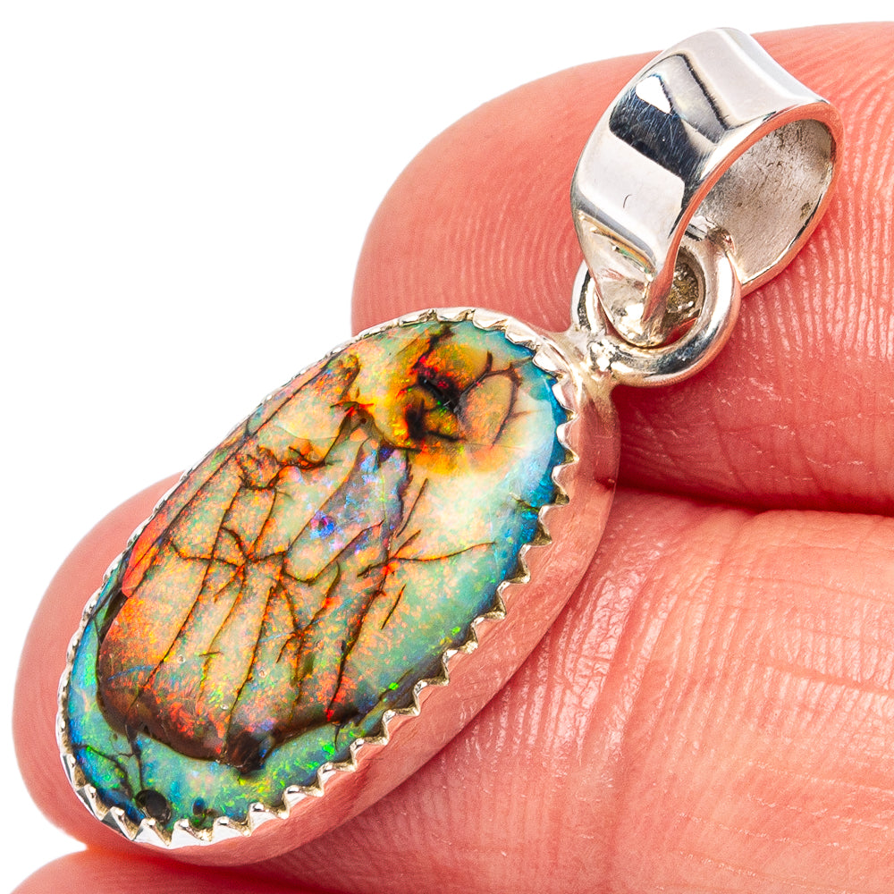 Rare Sterling Opal Pendant 1 1/4" (.925 Sterling Silver)
