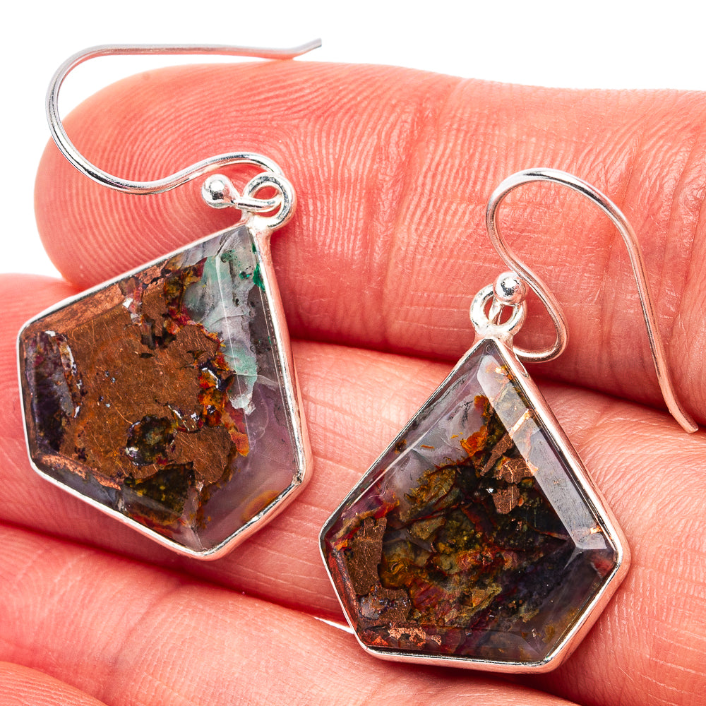 Seam Agate Earrings 1 3/8" (.925 Sterling Silver)