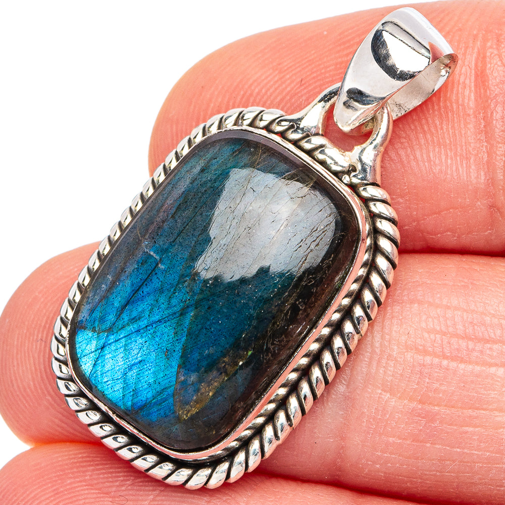 Labradorite Pendant 1 1/4" (.925 Sterling Silver)