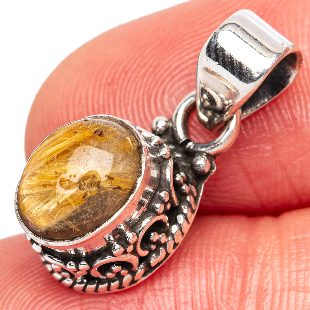 Rutilated Quartz Pendants 7/8" (925 Sterling Silver) P42337