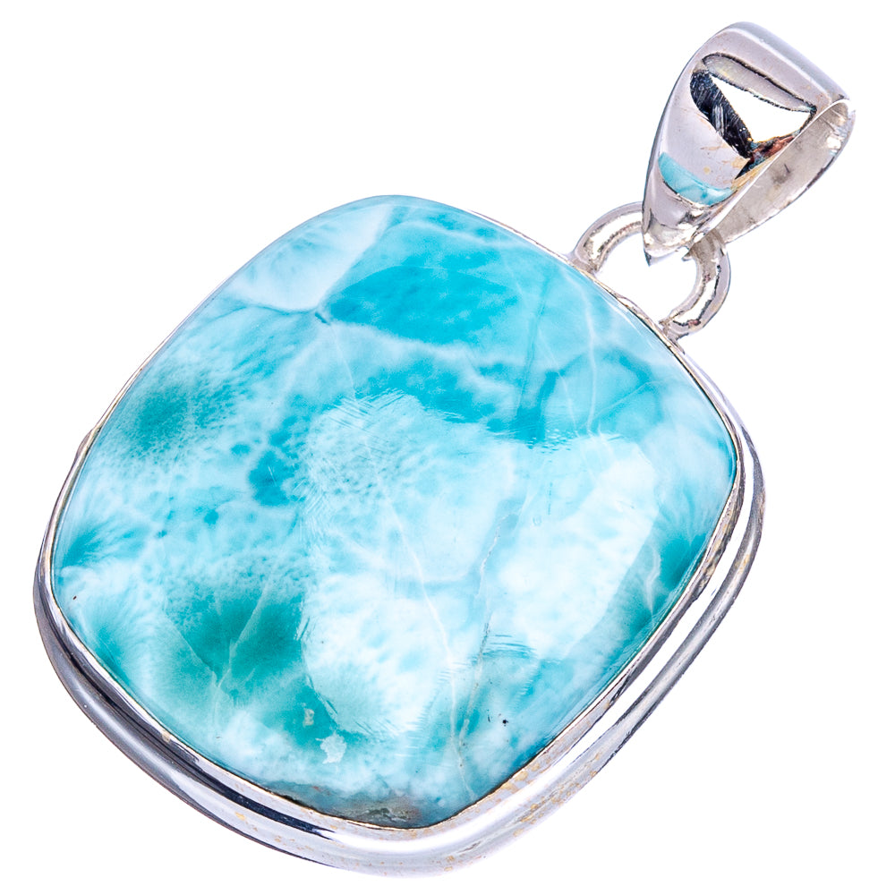 Rare Larimar Pendant 1 1/4" (.925 Sterling Silver)
