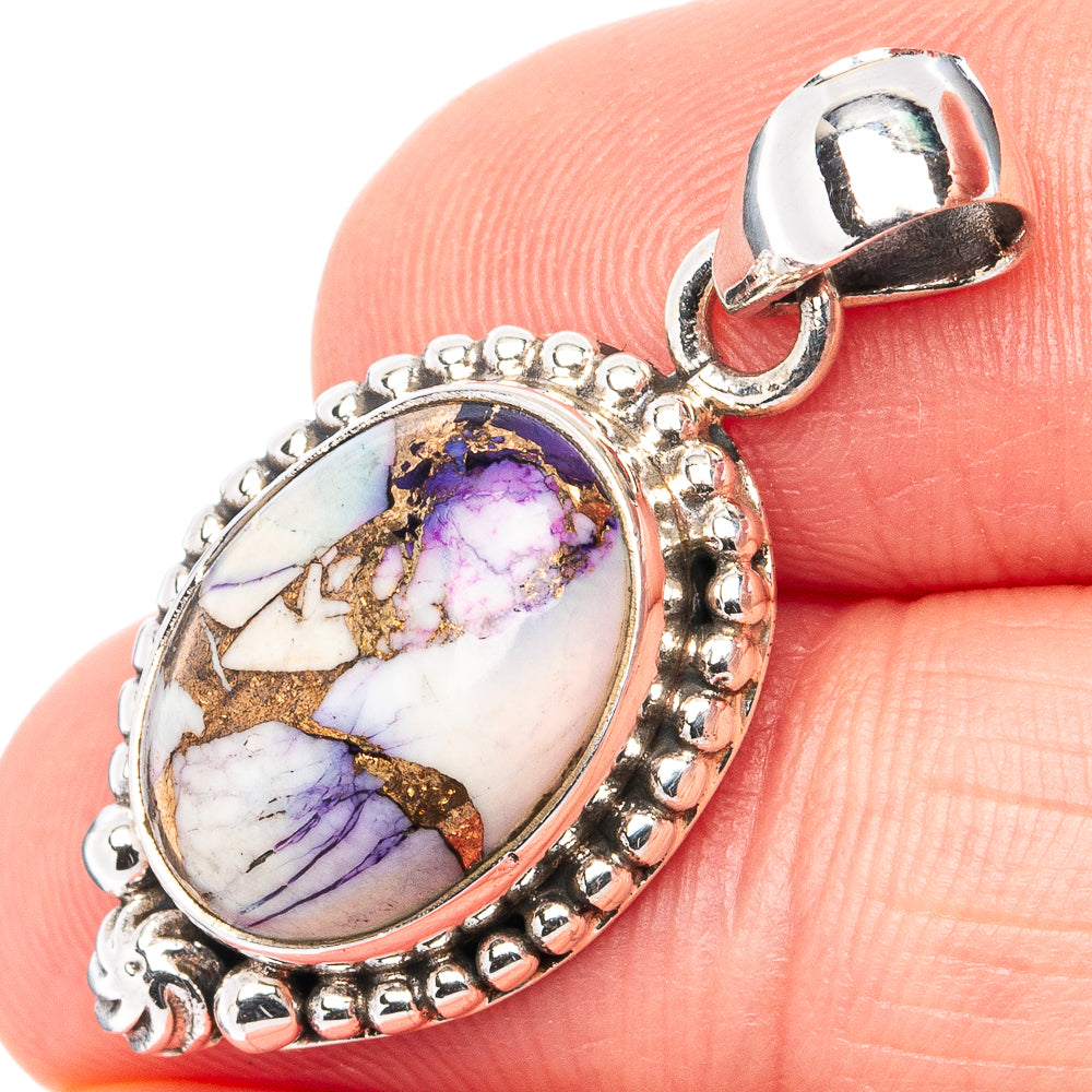 Purple Dahlia Mohave Turquoise Pendant 1 1/4" (.925 Sterling Silver)