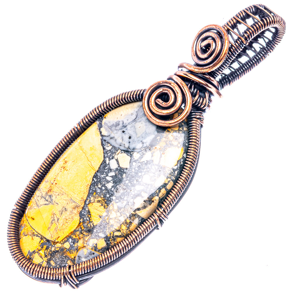Maligano Jasper Wire Wrap Pendant 2 5/8" (Oxidized Copper)