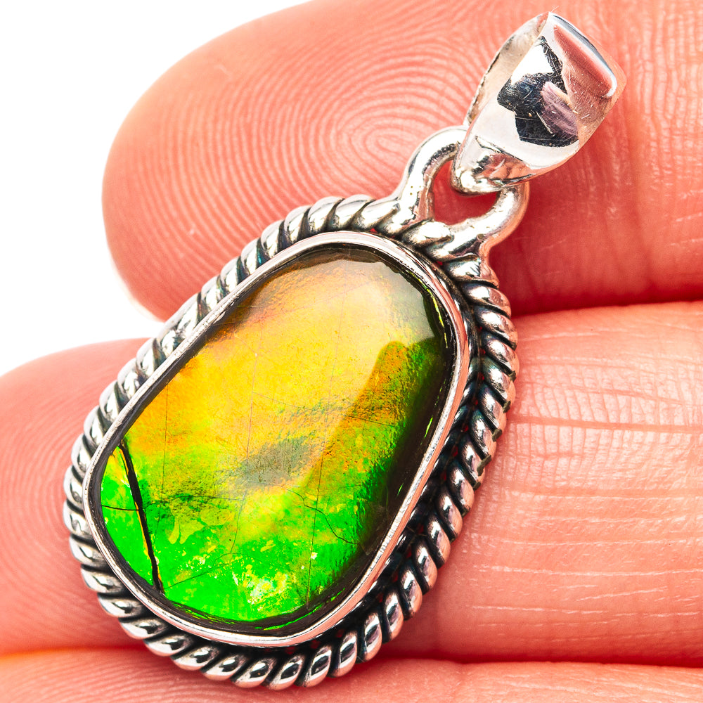 Premium Canadian Ammolite Pendant 1 1/4" (.925 Sterling Silver)