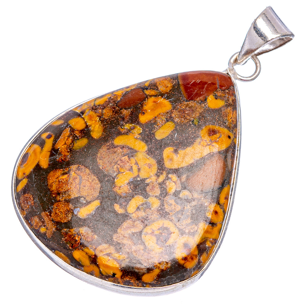 Bamboo Jasper Pendant 1 7/8" (Silver Plated)