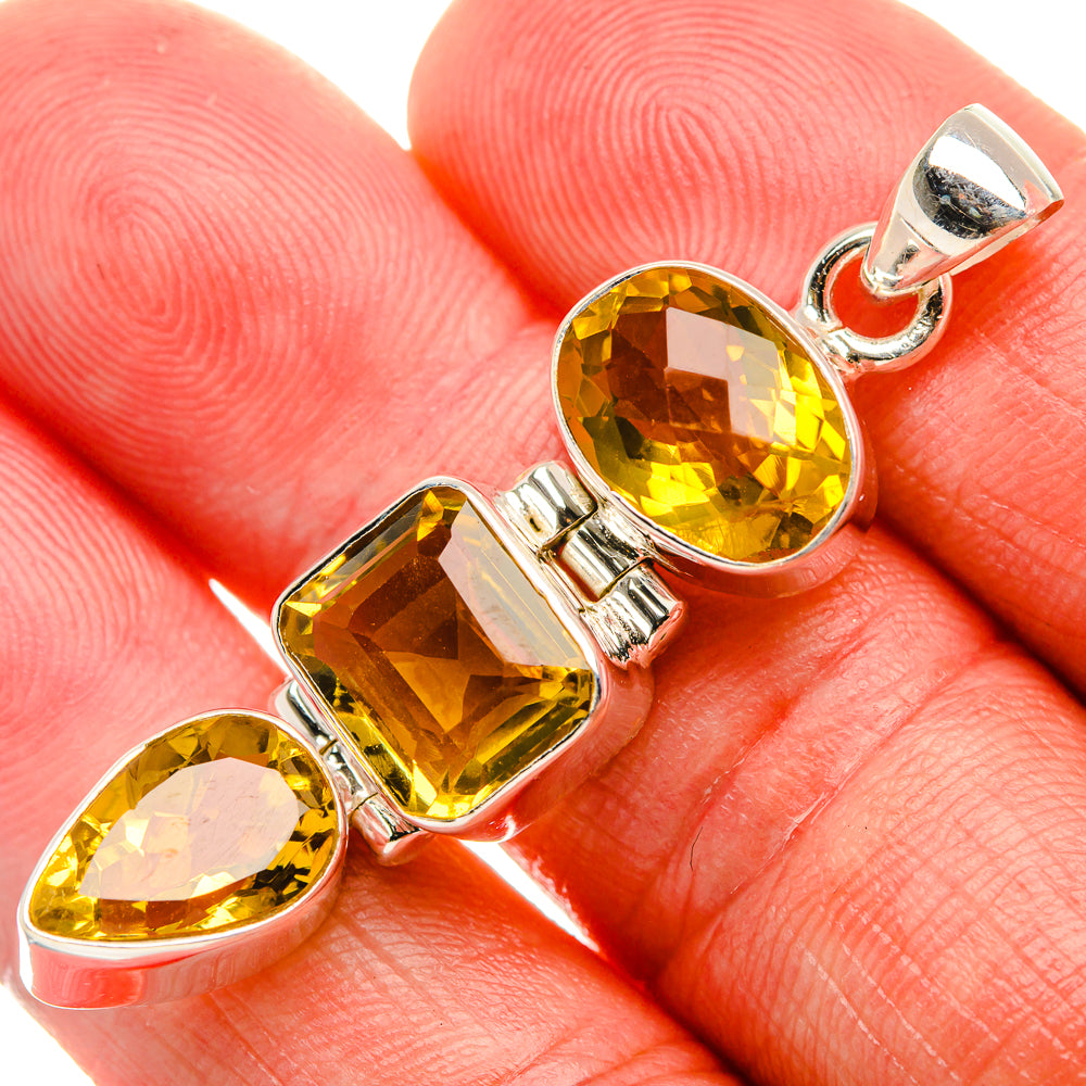 Faceted Citrine Pendant 2" (925 Sterling Silver) PD37998