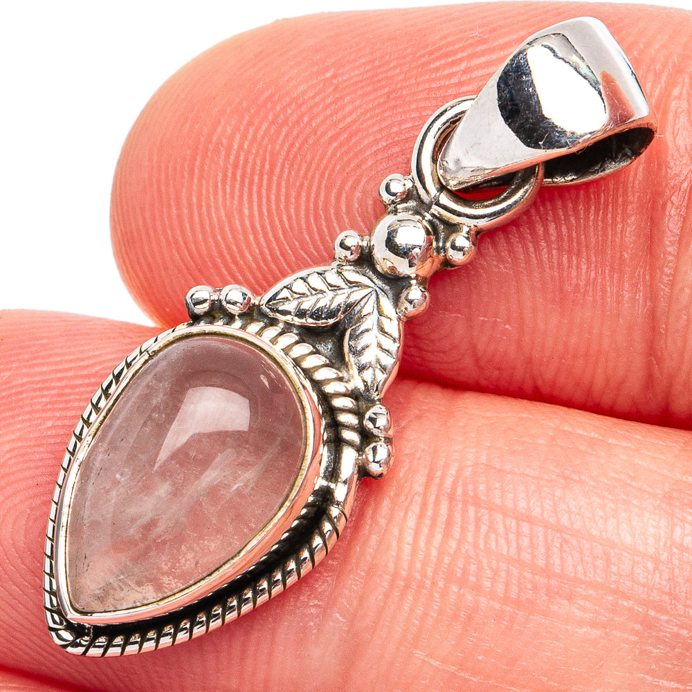 Dainty Rose Quartz Pendant 1 1/4" (925 Sterling Silver) P45247