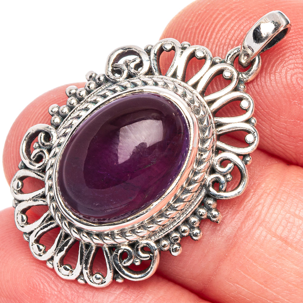 Amethyst Pendant 1 1/4" (925 Sterling Silver) P40138