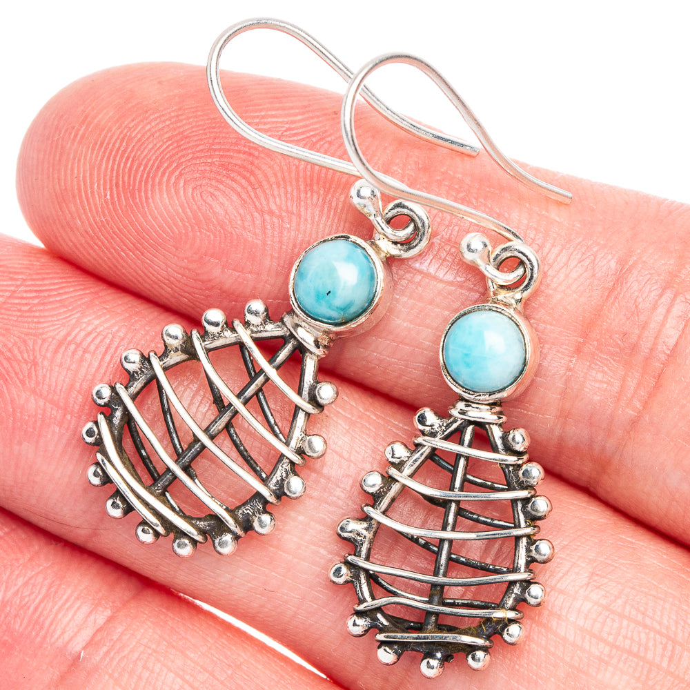 Larimar Earrings 1 5/8" (925 Sterling Silver) E433198