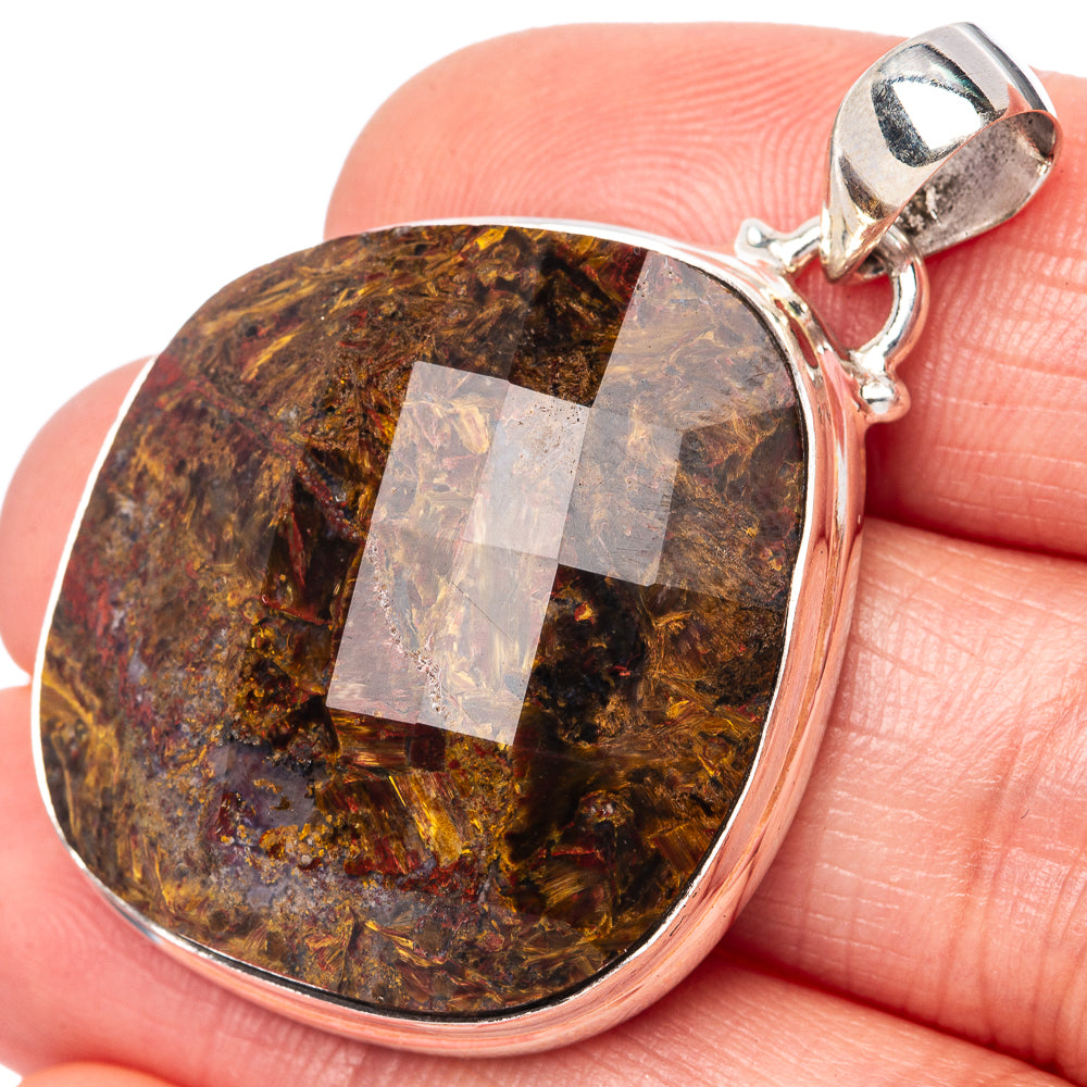 Rare Golden Pietersite 925 Sterling Silver Pendant 1 5/8" (925 Sterling Silver) P42652