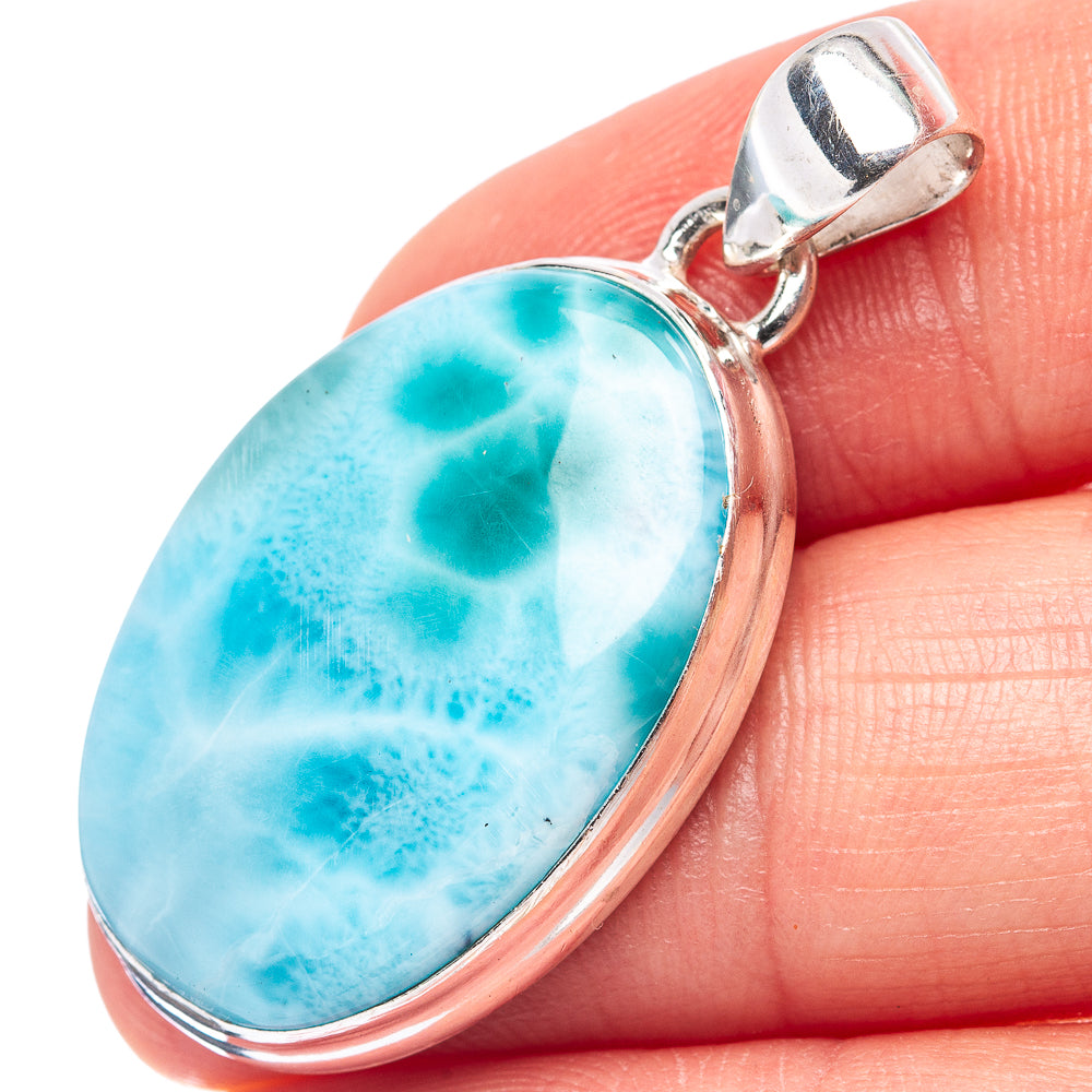 Rare Larimar Pendant 1 1/2" (.925 Sterling Silver)
