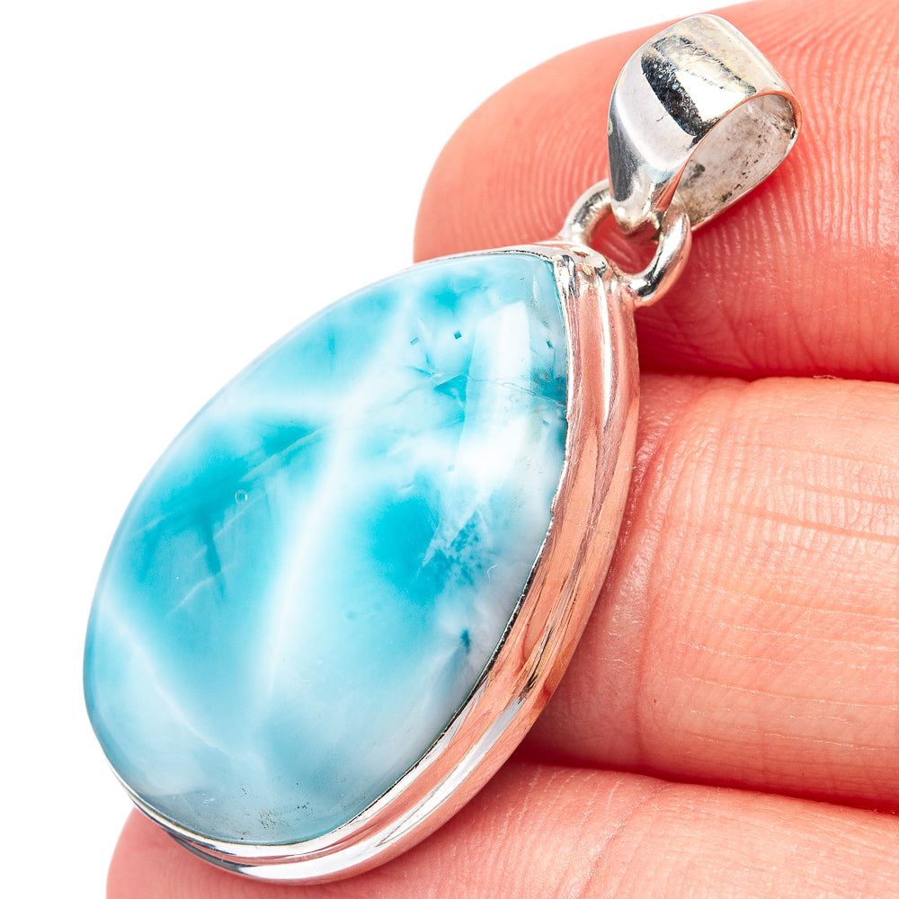 Rare Larimar Pendant 1 3/8" (.925 Sterling Silver)