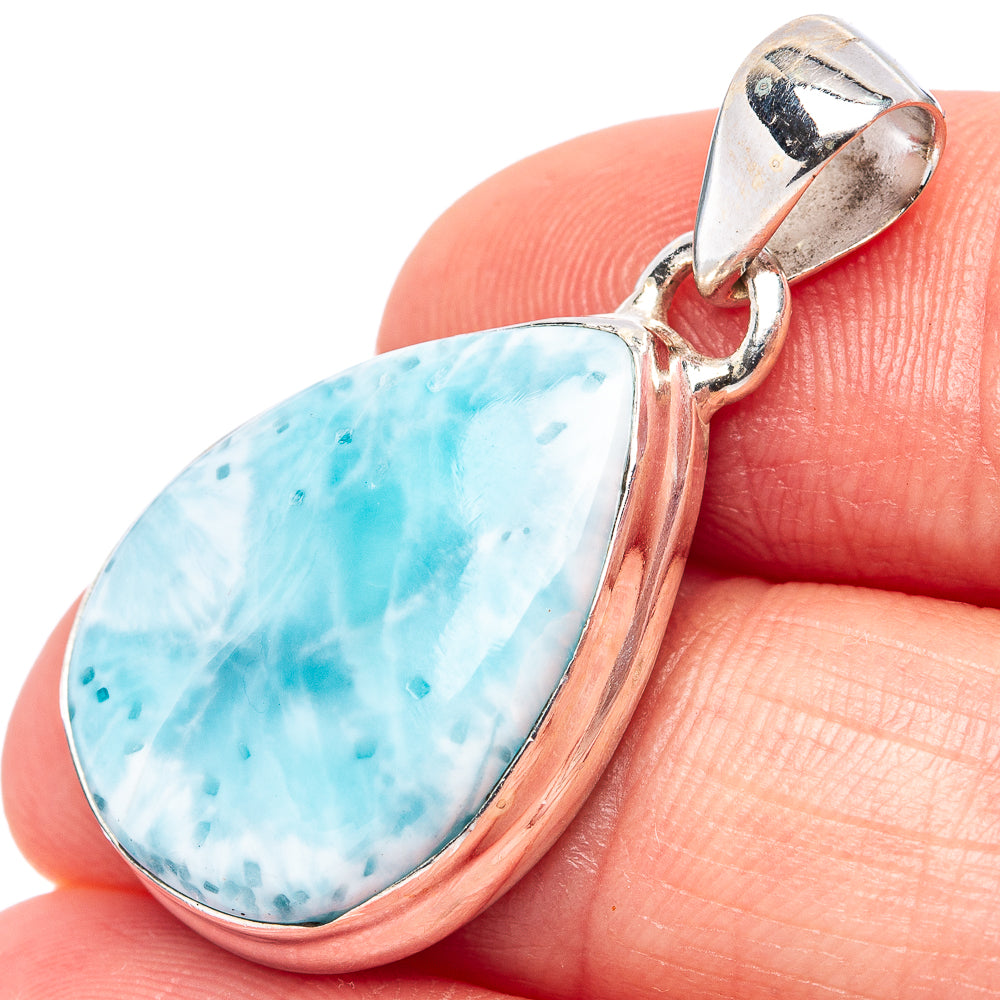 Rare Larimar Pendant 1 1/4" (.925 Sterling Silver)