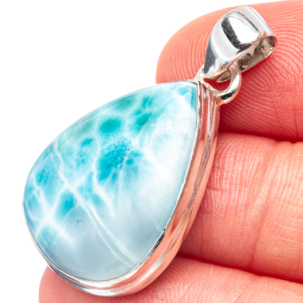 Rare Larimar Pendant 1 3/8" (.925 Sterling Silver)