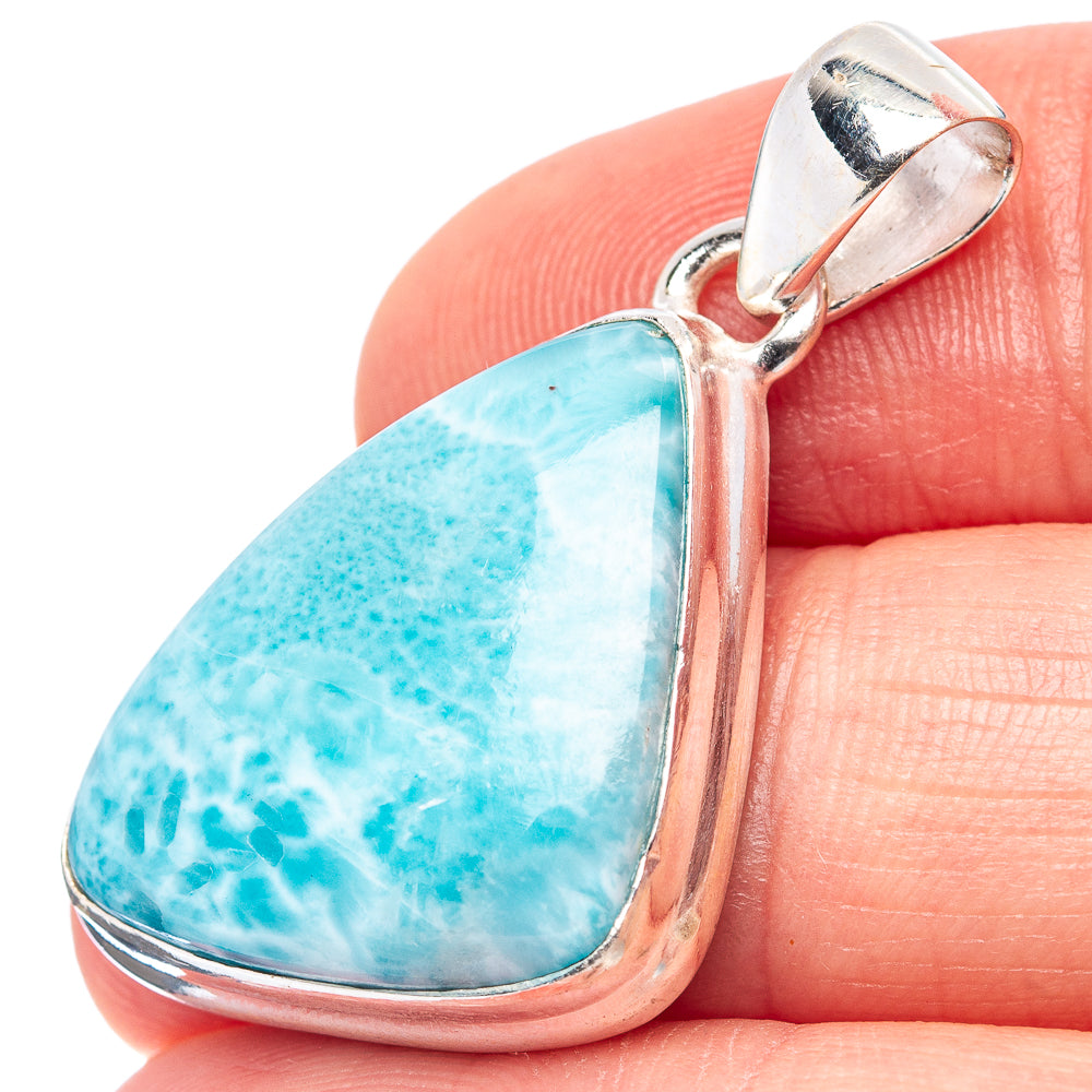 Rare Larimar Pendant 1 3/8" (.925 Sterling Silver)