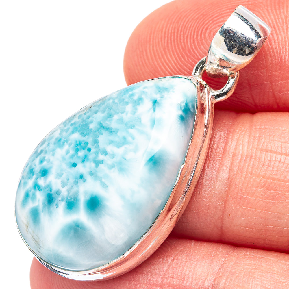 Rare Larimar Pendant 1 3/8" (.925 Sterling Silver)