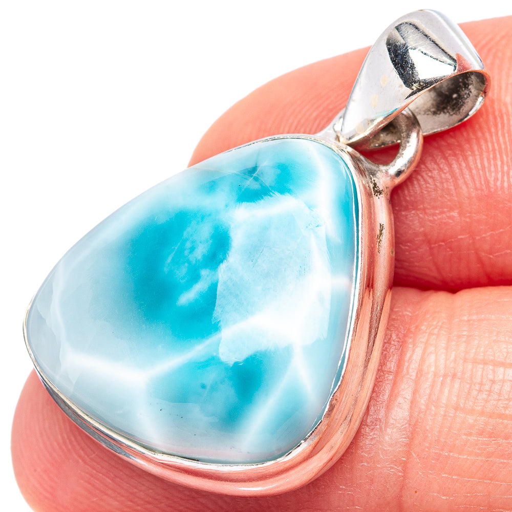 Rare Larimar Pendant 1 1/4" (.925 Sterling Silver)