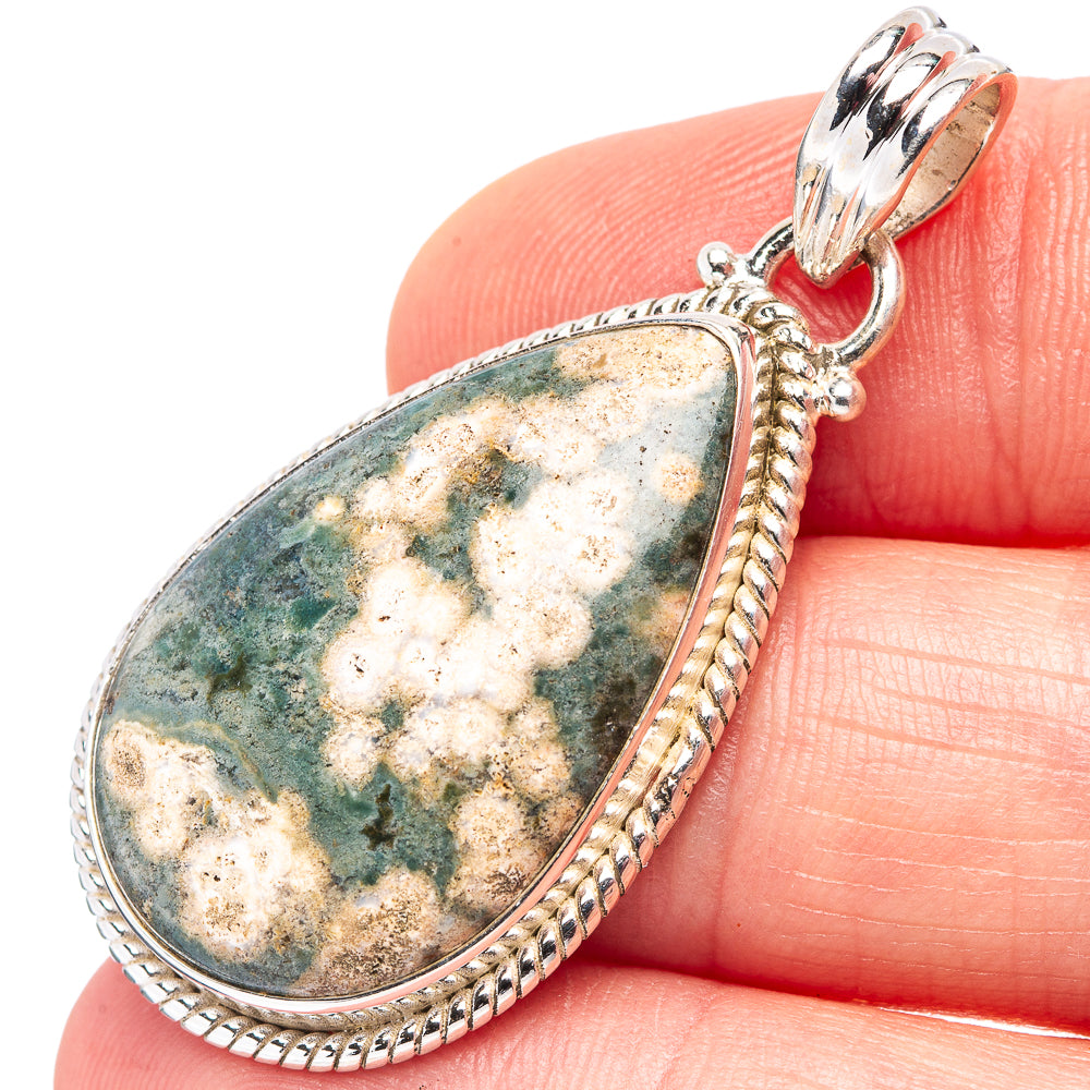 Ocean Jasper Pendant 1 3/4" (.925 Sterling Silver)