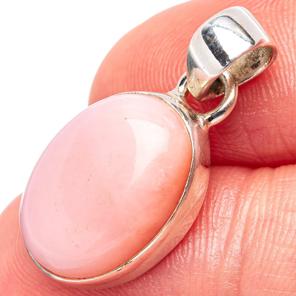 Pink Opal Pendant 1 1/8" (.925 Sterling Silver)