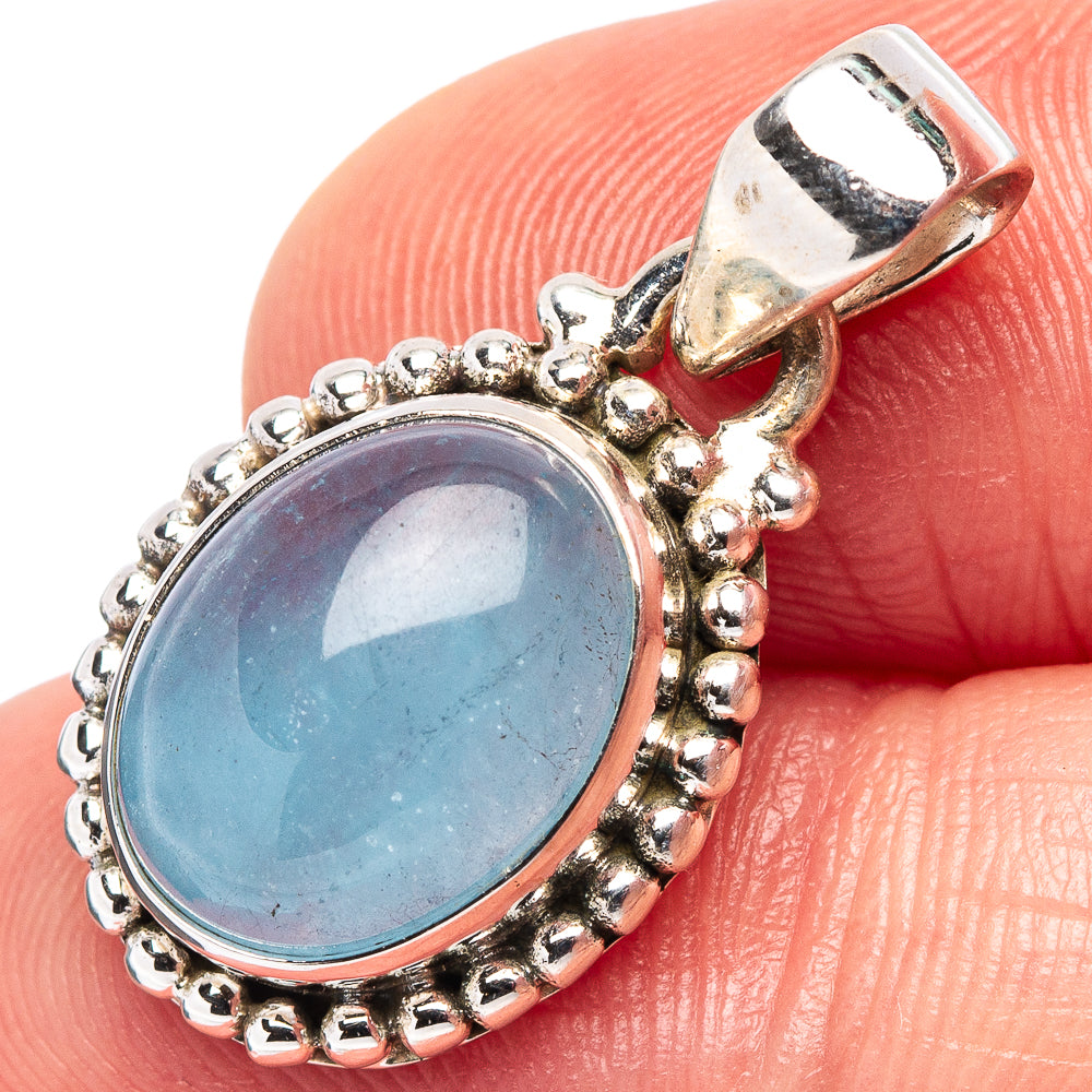 Aquamarine Pendant 1" (.925 Sterling Silver)