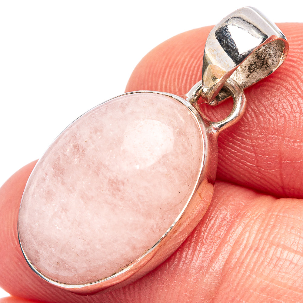 Rose Quartz Pendant 1 1/8" (.925 Sterling Silver)