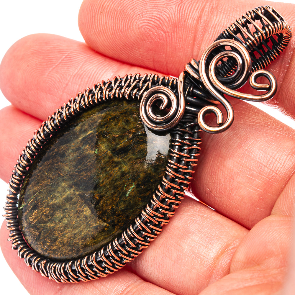 Pietersite Wire Wrap Pendant 2 3/8" (Oxidized Copper)