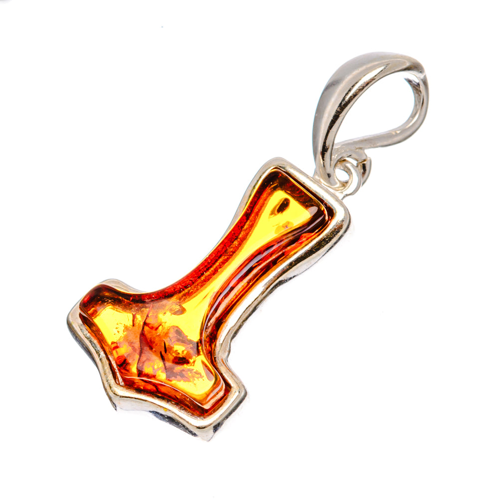 Baltic Amber Thor's Hammer Dainty Pendant 7/8" (925 Sterling Silver) PD33096
