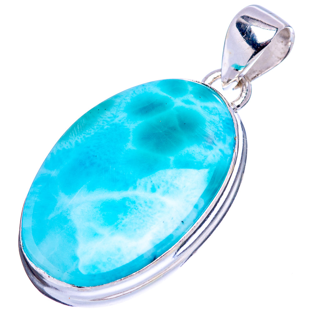 Rare Larimar Pendant 1 1/2" (.925 Sterling Silver)