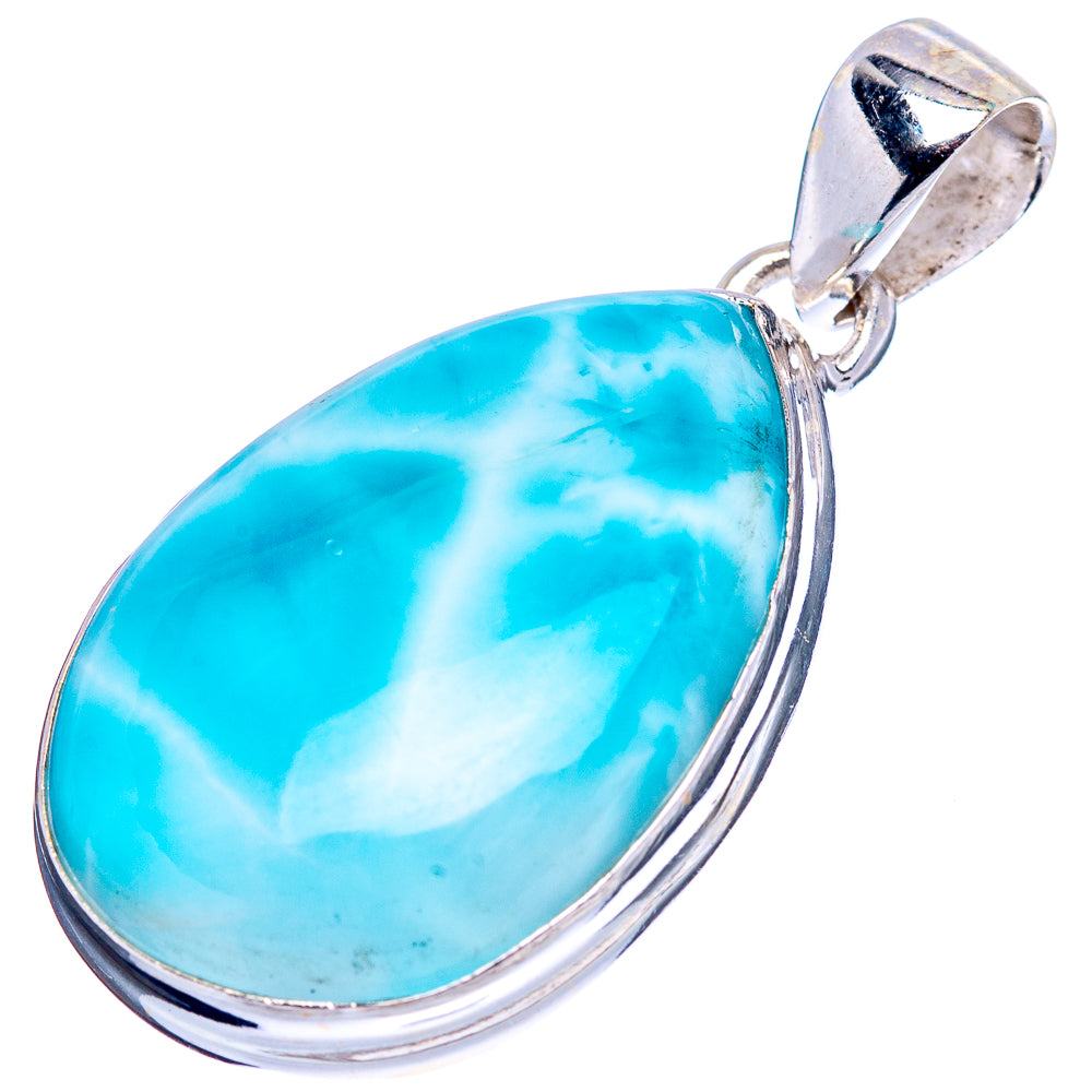 Rare Larimar Pendant 1 3/8" (.925 Sterling Silver)
