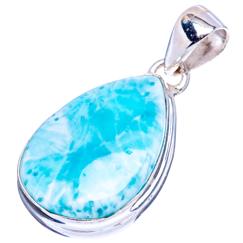 Rare Larimar Pendant 1 1/4" (.925 Sterling Silver)