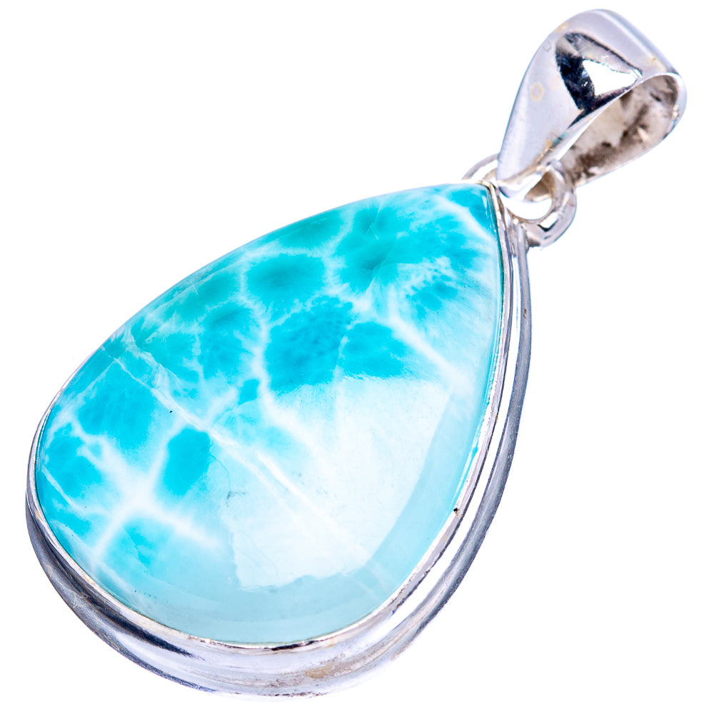 Rare Larimar Pendant 1 3/8" (.925 Sterling Silver)