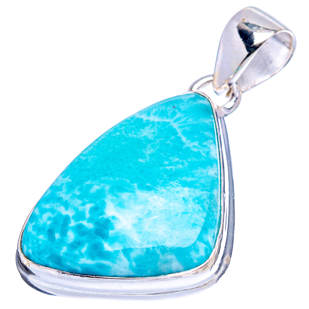 Rare Larimar Pendant 1 3/8" (.925 Sterling Silver)