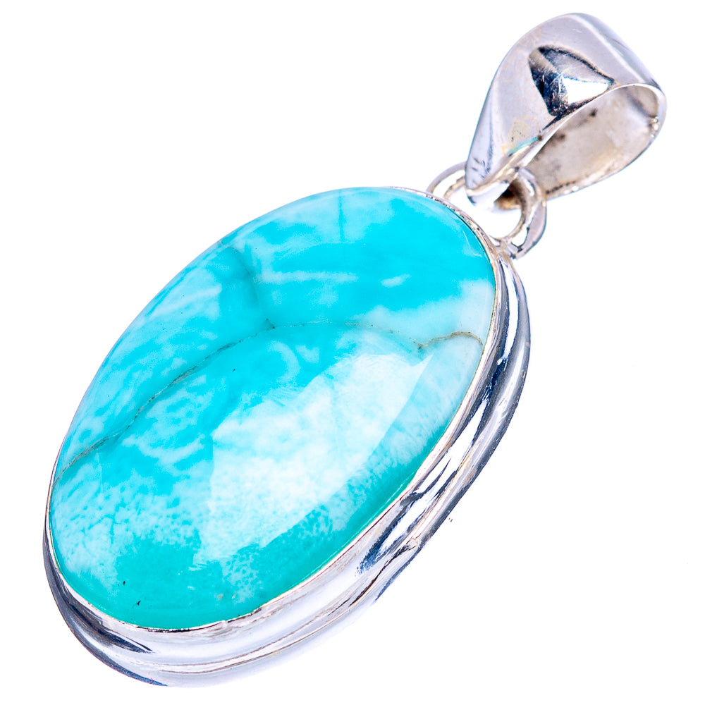 Rare Larimar Pendant 1 3/8" (.925 Sterling Silver)