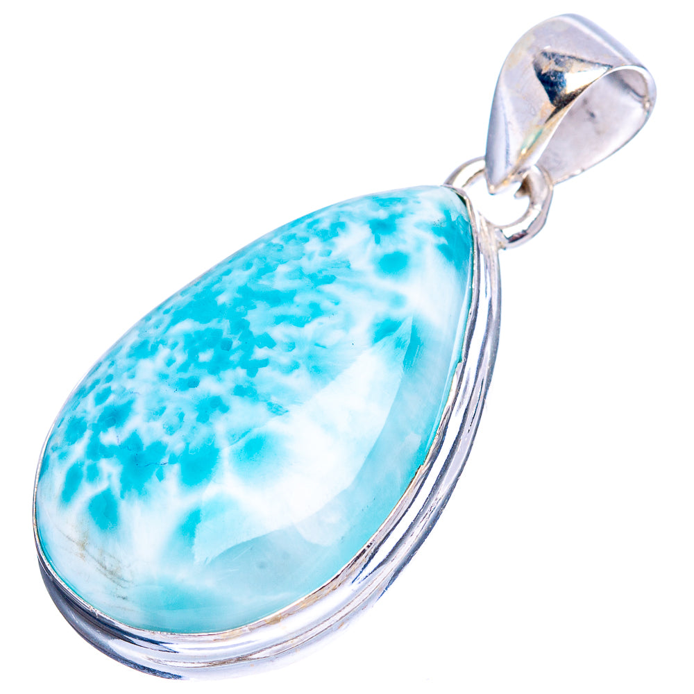 Rare Larimar Pendant 1 3/8" (.925 Sterling Silver)