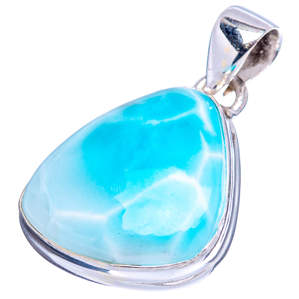 Rare Larimar Pendant 1 1/4" (.925 Sterling Silver)