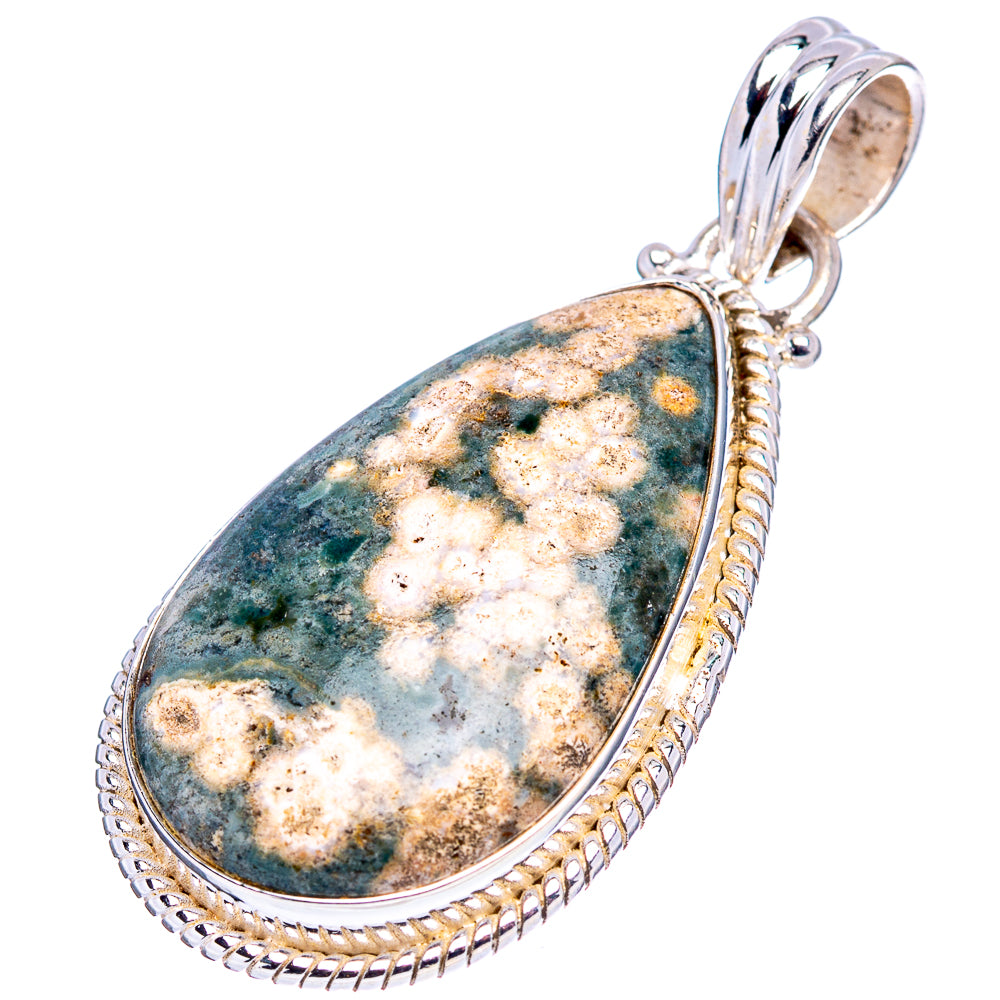 Ocean Jasper Pendant 1 3/4" (.925 Sterling Silver)