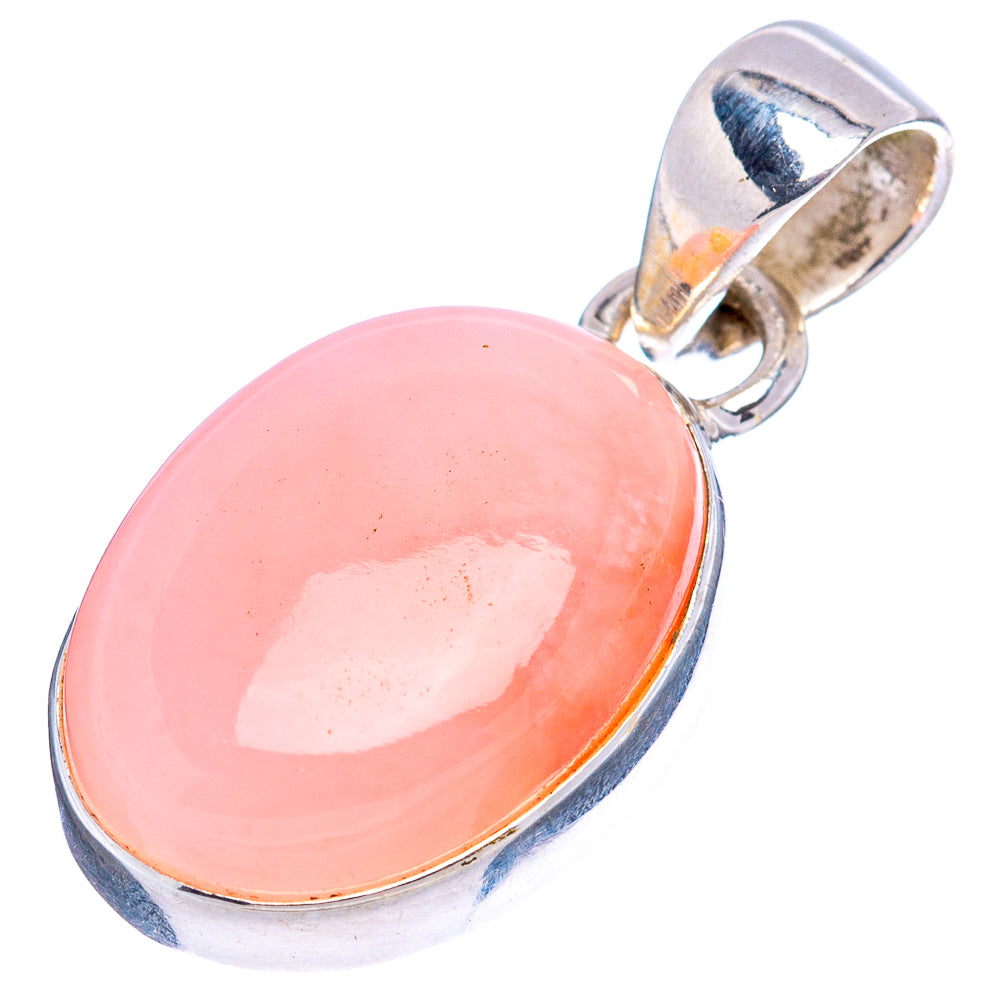 Pink Opal Pendant 1 1/8" (.925 Sterling Silver)