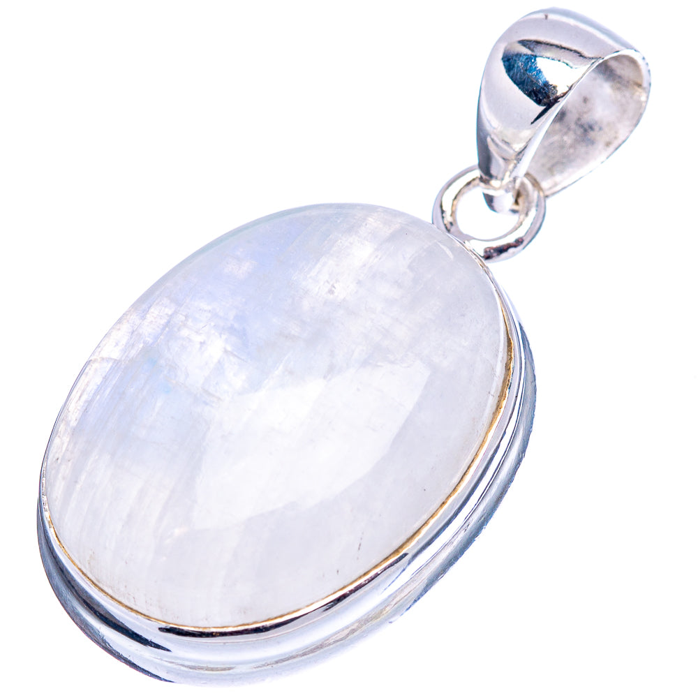 Rainbow Moonstone Pendant 1 1/4" (.925 Sterling Silver)