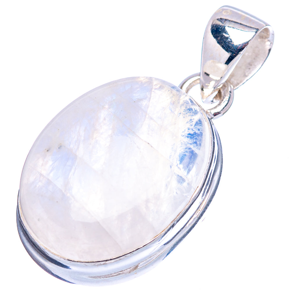 Rainbow Moonstone Pendant 1 1/4" (.925 Sterling Silver)