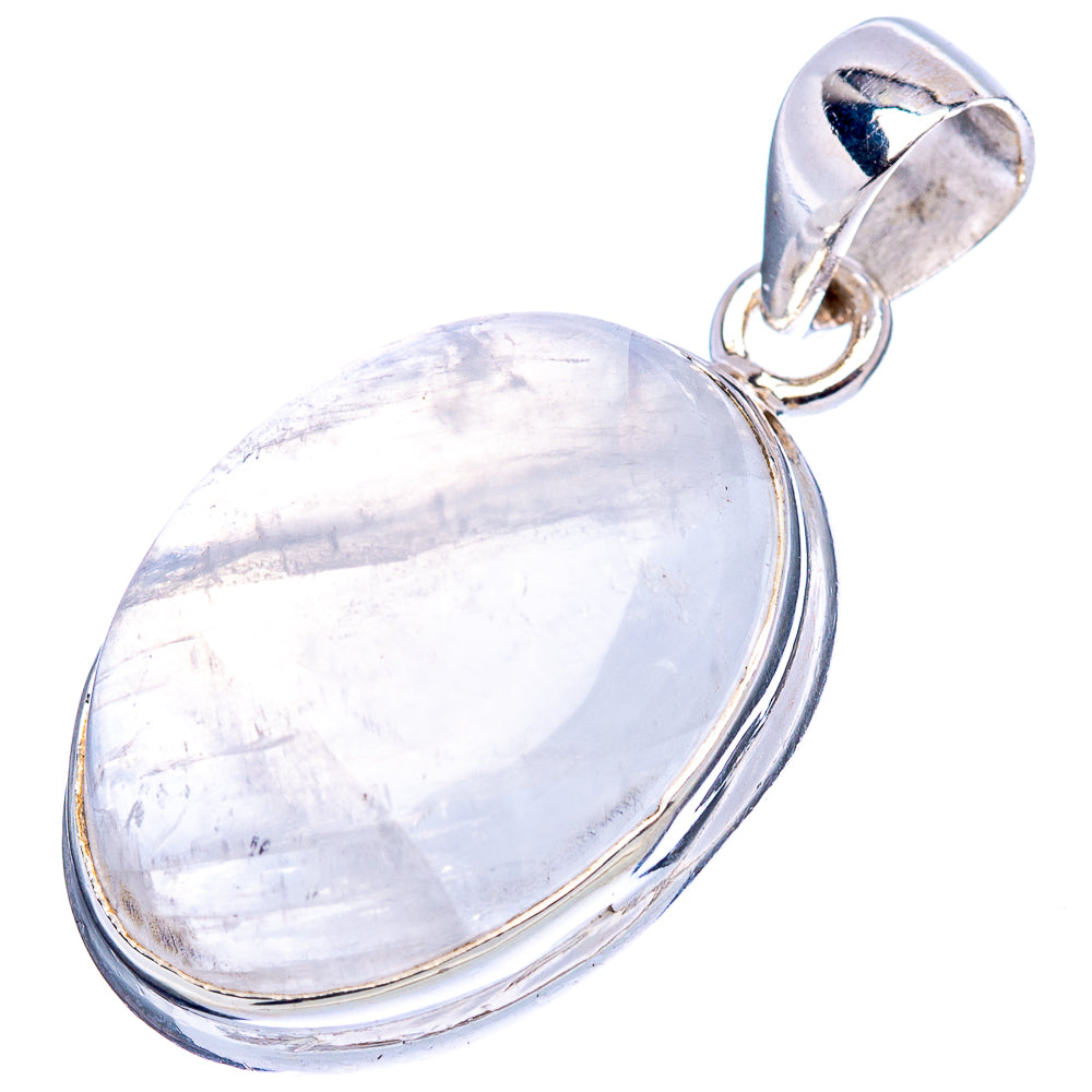 Rainbow Moonstone Pendant 1 1/4" (.925 Sterling Silver)