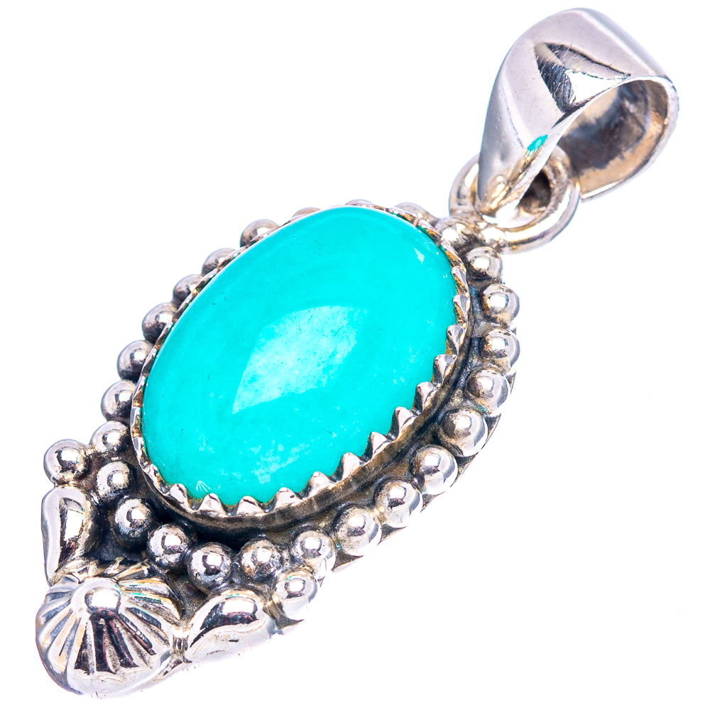 Amazonite Native Style Pendant 1 3/8" (.925 Sterling Silver)