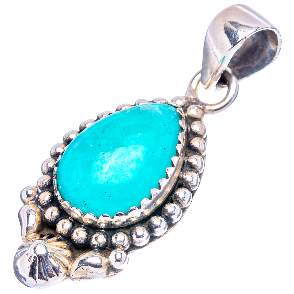 Amazonite Native Style Pendant 1 3/8" (.925 Sterling Silver)