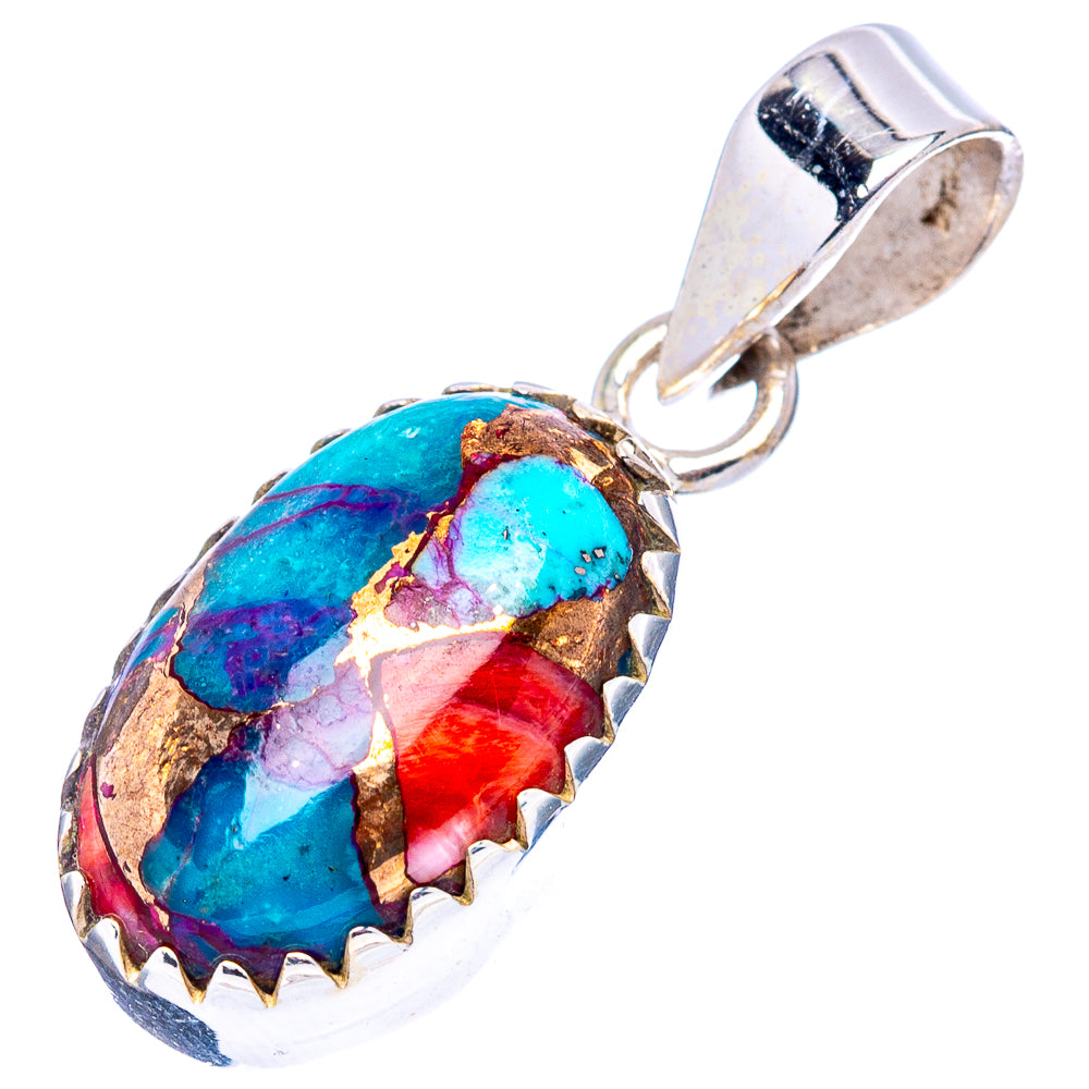Pink Dahlia Mohave Turquoise Pendant 1 1/8" (.925 Sterling Silver)