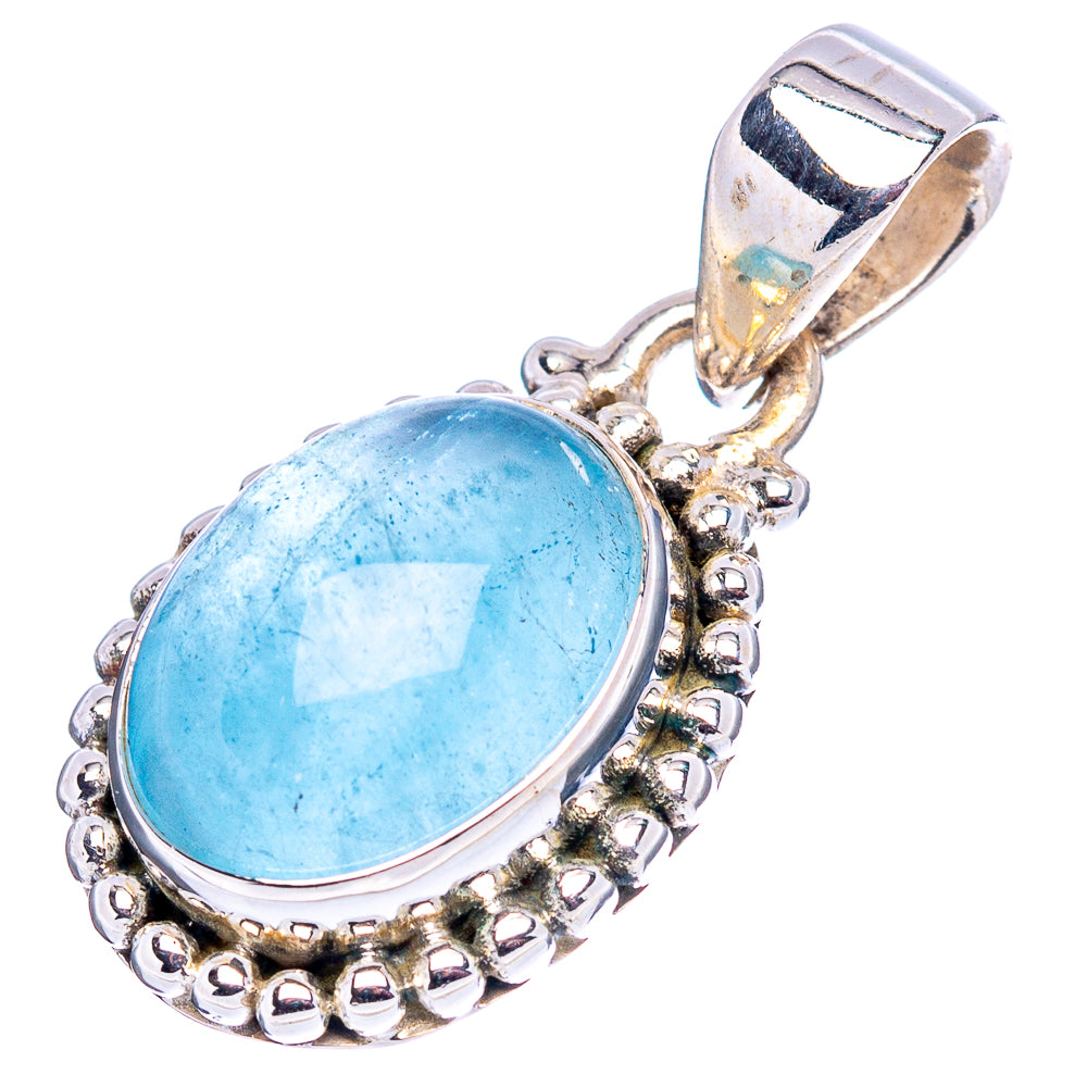 Aquamarine Pendant 1" (.925 Sterling Silver)